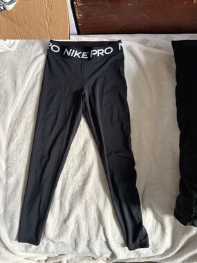 Nike Pro Black High-Rise Compression Leggings with Logo Waistband